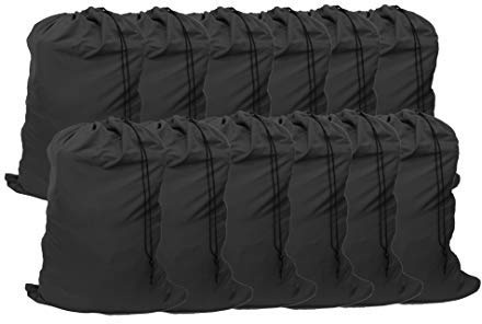 YETHAN Extra Large Laundry Bag 12 Pack, Travel Laundry Bags with Drawstring Closure, 30x40, for college, dorm and apartment dwellers (12PCS Black)