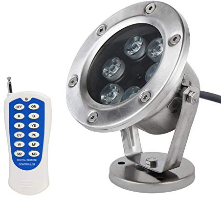 JSN&PC LED Underwater Lights 18W RGB Color Changing with RF Remote Controller & IP68 Waterproof Joint for Party Swimming Pool Fountain Water Rockery Grass Land