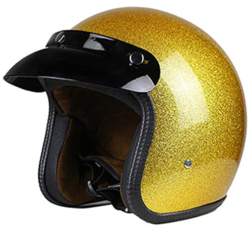 Motorrad Motocross Moto Helm Kunstleder Motorradhelm Retro Vintage Cruiser Chopper Roller Cafe Racer Moto Helm 3/4 Jethelm DOT