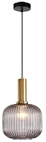 MZStech Moderner Kronleuchter, graues Glas Pendelleuchte mit goldener Kupfer Pendelleuchte Hängelampe