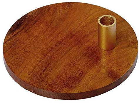 Kerzenleuchter Holzleuchter für ganz dünne Kerzen Ø 13 mm auf Sternplatte mit Kerzentülle in Gold