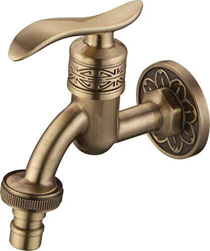 Retro Wandmontierter Messing Kaltwasserhahn Badezimmer WC Garten Waschbecken Wasserhahn mit abnehmbarem Wasserauslass 10 cm lang