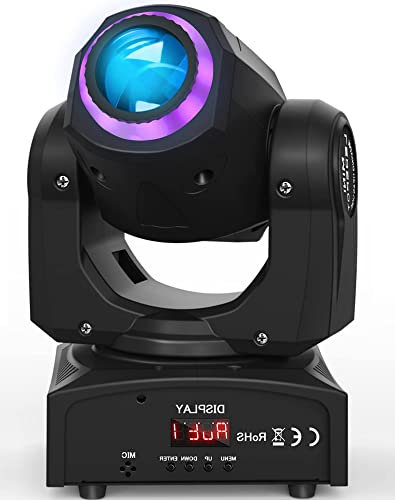 UKing 50W Lumière de Scène Mobile,Lyre LED avec 8 Motifs 8 Couleurs, Gobo Projecteur,10/12 Canaux DMX,Moving Head pour Bar, Club