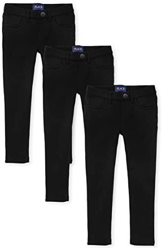 The Children's Place girls Ponte Knit Pull on Jeggings Pants, Black 3 Pack, 6 7 US