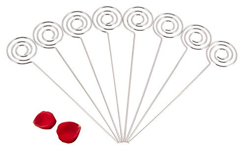 Memo Clip Hinweis Kartenhalter 50 x Silber DIY Handwerk Metall Runde Drähte Foto Karte Bild Memo Papier Hinweis Display Clip Tischnummer Clip Ständer für Hochzeit Kuchen Dekor(round)