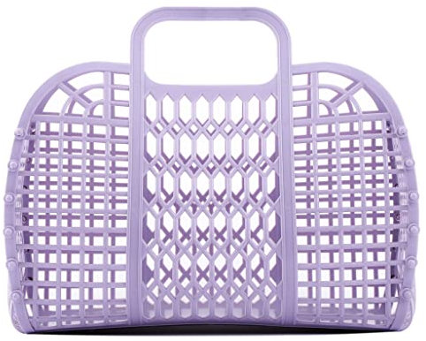 BABANA Kleine Plastikgelee-Taschen - Wiederverwendbarer Geschenkkorb | Strandtasche, Braut-, Osterkorb (Lavendel)