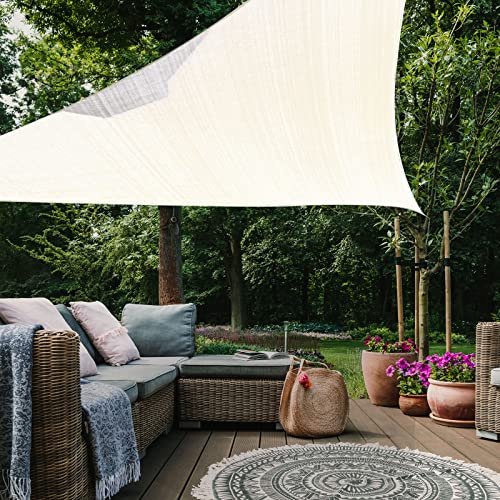 HAIKUS Voile d'ombrage Triangulaire 5x5x7,1 m, Toile Ombrage HDPE Respirant (185g/㎡), Filet dombrage Triangle 5x5x7m avec Protection UV pour Patio Jardin Terrasse Extérieur, Blanc