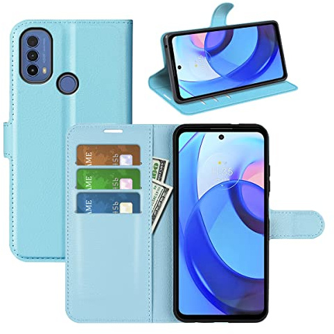 Fertuo Funda para Motorola Moto E20 / E40 / E30, Carcasa Libro con Tapa de Cuero Piel Wallet Case Flip Cover con Kickstand, Hebilla Magnetica, Ranuras para Tarjetas para Moto E20 / E40 / E30, Azul