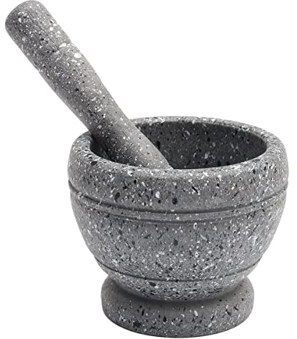 Resin Pestle & Mortar Set Garlic Herb Spice Mixing Grinder Crusher Kitchen Bowl Smashing Tools-Granite