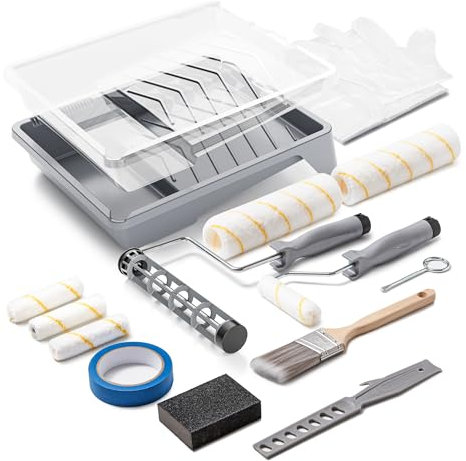 17-teiliges Farbroller-Set – Farbroller, 22,9 cm 10,2 cm, Farbrollerrahmen, Farbschalen, Mikrofaser-Rollerabdeckung, Farbset für Hausmalerei, Pinsel zum Malen von Wänden