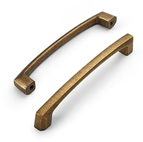 Amerdeco 10 Stück Möbelgriffe vintage Antik Messing Griffe Möbel Schrankgriffe128mm Lochabstand Türgriffe küche Schubladengriffe küchengriffe Vintage Griffe für Bronze Küchenschränke