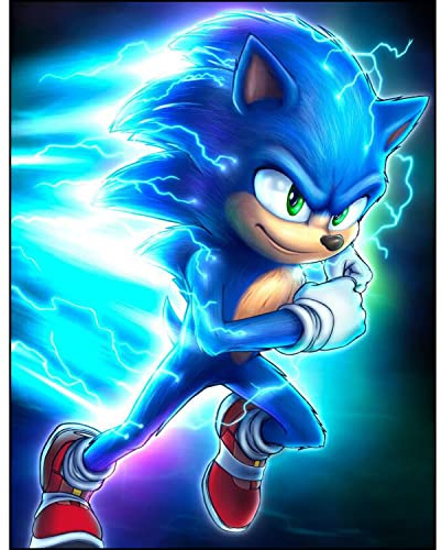 SCOOVY Sonicc The Hedgehog 5D Pintura de Diamante Kit,Diamond Painting Kit para Niños,DIY Cristal Pintura de Diamante para Adultos, La Diamante Pintura se usa para la decoración de la pared del hogar