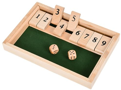 EACHHAHA Shut The Box 9er -Wooden Table Game,Dice Games,Travel Game,Educational Dice Game for Kids -2 Players