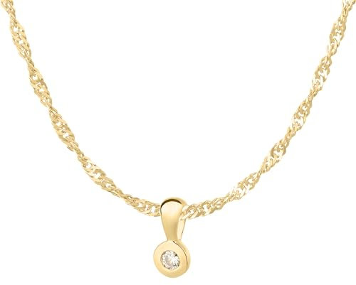Ardeo Aurum Damen Schmuck-Set aus 585 Gold Gelbgold mit 0,07 ct Diamant Brillant Solitär Anhänger Singapurkette 375 Gold 45 cm