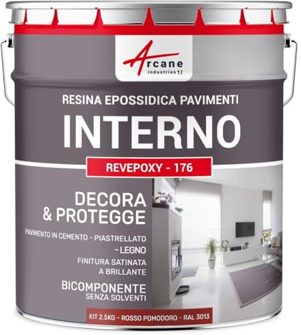 Resina Epossidica per Pavimenti Cucina Bagno 2,5 kg Rosso Pomodoro