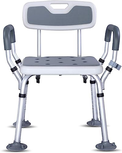 Duschhocker, Duschstuhl, Duschstuhl für ältere Menschen, strapazierfähig, mit Armlehnen und Rückenlehne, höhenverstellbare Duschhilfe, behindertengerechte Duschsitze, der behindertengerechte Badezim