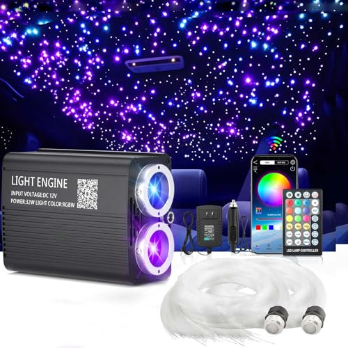 VASTFIRE éclairage Fibre Optique Ciel étoilé - 1100 pièces *0,75 mm*4m Kit Starlight Double Couleur à Double Port Scintillant pour Voitures, Cadeau pour Les fêtes de Fin d'année