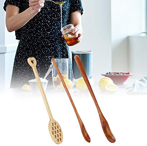 Cuchara de café, Largo de Madera Maciza té té café 3pcs Madera Cucharada Cucharadas Miel Cuchara Agitación Colandante 3 Piezas Mezcla Mezcla para Leche para Uso Miel