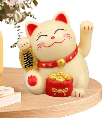 Gatto fortunato che sventolava a energia solare, gatto che sventola l'energia solare, decorazioni per statue del gatto della fortuna, gatto fortunato che ondeggia, statua di Maneki Neko Lucky