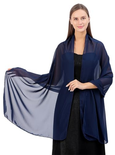 UEIOAVL Stolen für Damen, 1 Stück Chiffon-Schal, Damenschal leichter weicher Schal für Abendkleid Party formelle Kleidung Hochzeit Braut (Marineblau)
