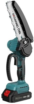 Mini motosierra de 6 pulgadas Motosierra Eléctrica Portátil,con Baterías y Bloqueo de Seguridad,Sierra de Poda Portátil con Una Mano con Motor sin Escobillas para Cortar Madera,Jardinería y Podar