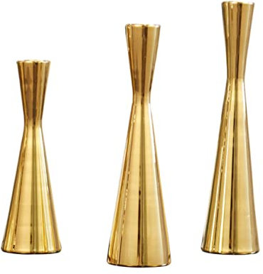 Zerodeko 3St Leuchter Kerzen batteriebetrieben wiederaufladbar Wärmer Kerzensäule Lichter LED kerzengläser Vintage hochzeitsdeko kerzenbrett Kerzenhalter Langer Kerzenständer Eisen Golden