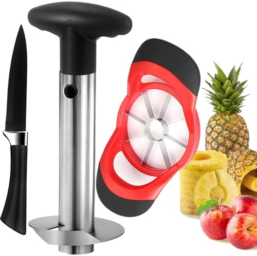 OERPHO Pineapple Corer and Slicer Tool, Stainless Steel Pineapple Cutter and Corer Set, [Upgraded, Reinforced, Thicker Blade],Fruit Slicer Kitchen Gadget for Diced Pineapple Rings