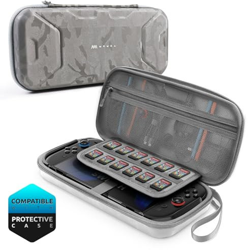 mumba Carrying Case for Nintendo Switch 2 2025, [Plus Version] Portable Protective Travel Carry Handbag Pouch for Blade/Titan Case [Large Capacity] (CamoGray)