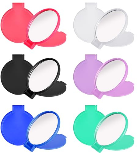 6 Pcs Compact Mirrors Bulk, Mini Round Folding Mirrors, Portable Pocket Mirror, 2.4 Inches Makeup Mirror, Small Portable Travel Makeup Looking Glass for Purse Women Girls Daily Use