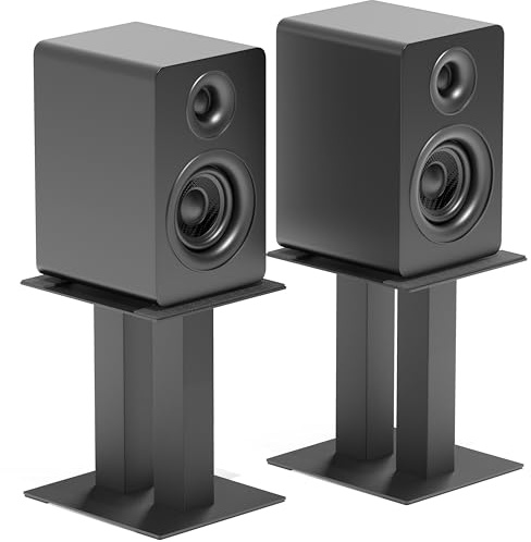 FREEAMG 2er-Pack Desktop Lautsprecherständer, Universelle Desktop Audio Ständer aus Metall bis zu 13 KG, 2 Ständer für Computer und Bücherregal Lautsprecher (Groß)