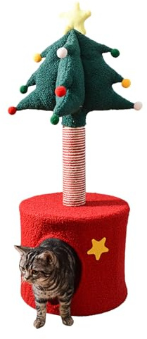 Árbol de Navidad para gatos – 85 x 35 cm, casa de gato de Navidad, estructura de escalada para gatos, decoración de Navidad para interior, juguete de árbol, cama suave, decoración de juegos de
