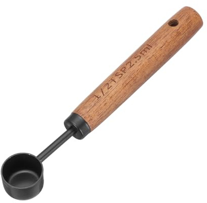 sourcing map Measuring Spoon, 2.5ml Stainless Steel Coffee Scoop Spoon with with Wood Handle for Ground Coffee Tea Sugar Cooking Baking, Black