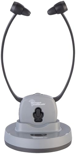 Newgen Medicals TV Kopfhörer: Digitaler TV-Funkkopfhörer und Hörverstärker, 2,4 GHz, bis 100 dB (Fernsehkopfhörer, Kinnbügelkopfhörer, Headset)