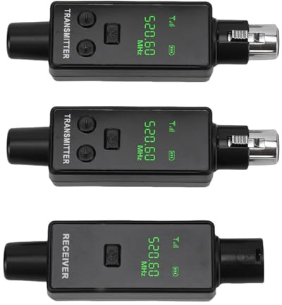 Fockety Système de microphone sans fil, émetteur-récepteur XLR sans fil 2,4 GHz, 24 bits/48 kHz, autonomie de 8 heures, portée de 50 m, adaptateur micro rechargeable (1 pour 2)