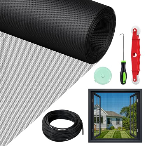 WEVOL Mosquiteras para Ventanas, 120x300cm Tela Mosquitera Ventana Ajustable Sin Perforar, Malla Mosquitera Ventana con Kit de Instalación, Rollo Mosquitera Fibra de Vidrio Ventanas Puertas Patios