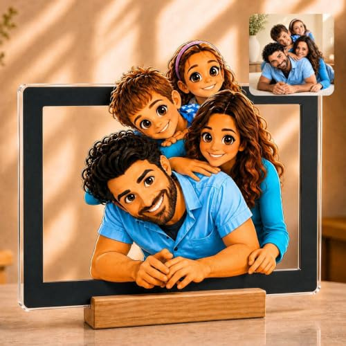 Transparent Gift Marco con Foto 3D Personalizado. Marco Artístico para Día de la Madre, Dia del Padre. Ideas Regalos Originales para Familia y Parejas.