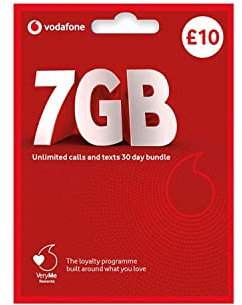 Tarjeta SIM Vodafone UK PAGO PREPAGADO £10 Bundle - 7GB + 14GB DATOS GRATIS mensuales durante 3 meses (¡Fecha límite 19.01.2026) - Love2surf RETAIL