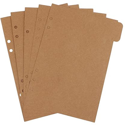 SM SunniMix 5pcs Papier Cartonné Enfants Etudiants Papier à Onglets à 4 Trous A5 Séparateur de Registre Insertion D'une D'index, marron