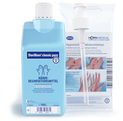 Horn Medical Dosierpumpe mit Sterillium Classic PURE Händedesinfektionsmittel (1x 1000ml)