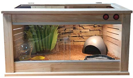 Maisons de reptiles Reptile Maisons Reptile Boîte Plan Incliné Vivarium Lézard Tortue Serpent Cage de verre Transport Réservoir Box Pet Shop Box Cat Dog House Pet ( Color : Brown , Size : 60*40*43cm )