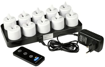 DUNI Led Set Moving Flame warm white 10 Stück wiederaufladbar 192536