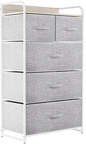 YITAHOME Chest of Drawers, Non-Woven Fabric 5-Drawer Storage Organizer Unit for Bedroom Living Room Closet, Sturdy Steel Frame, Easy Pull Fabric Bins & Wooden Top, Fabric Dresser