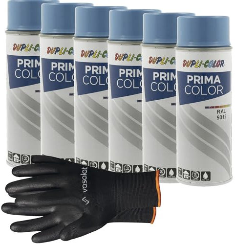 vasalat Dupli-Color Lackspray lichtblau glänzend RAL 5012 - Sprühlack für Metall, Kunststoff und Holz - wetterfeste Sprühfarbe für den Innen- und Außenbereich UV -beständig, 6 Stück