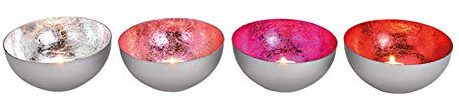 itsisa Schwimmschale (4er Set) - Teelichthalter metallic rot, rosa, Silber 10x4 cm, Schwimmkerze