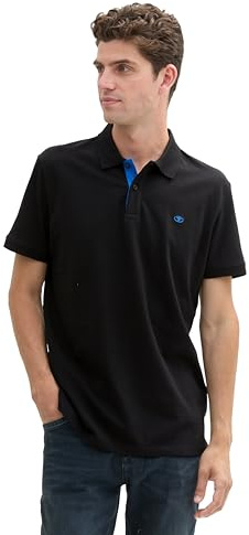 TOM TAILOR Herren Basic Piqué Poloshirt, 29999 - Black, XXL