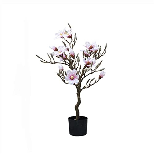 XXXXW Handmade Rubber Flower Pink Magnolia Artificial Plant, 33- inch Fake Bonsai, Used for Indoor and Outdoor Decoration, Looks Real Fake Plant