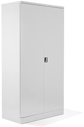 Schrank & Stuhl XXL Werkzeugschrank – Werkstattschrank/Stahlschrank mit 4 höhenverstellbaren, vollverzinkten Fachböden, 195x92x60, Weiß