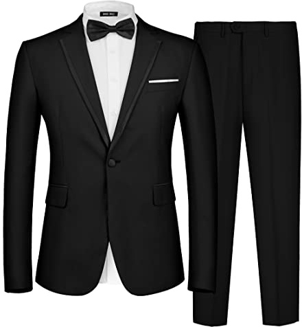 MAGE MALE Men's 2 Pieces Tuxedo Suit Slim Fit Blazer Pants Sets,Medium