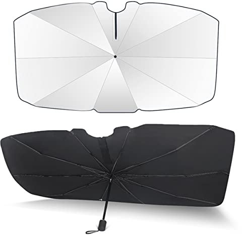 Muross Car Windshield Sun Shade Umbrella 360° Rotation Foldable Front Windscreen Sun Shade Protector 57x31 Inch Universal Windshield Sunshade Umbrella Block Cover for Cars Trucks SUVs