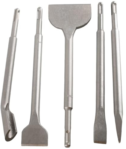 SDS-Plus Meißel Set Fliesenmeißel Breitmeißel Flachmeißel Spitzmeißel Kanalmeißel aus Gehärtetem Stahl für Schlagbohrmaschine, Elektrohammer, Bohrhammer